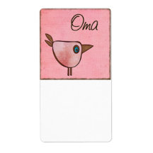 oma pink birdie custom shipping label