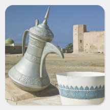 Oman, Dhofar Region, Mirbat. Large Water Carafe Square Sticker