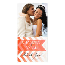Ombre Chevron Style! Thank You coral Personalized Photo Card