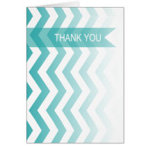 Ombre Chevron Style! Thank You teal Cards