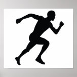Ombre noire de silhouette de coureur affiche
