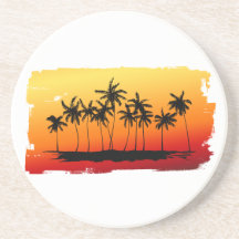 Ombres de paume au coucher du soleil dessous de verres