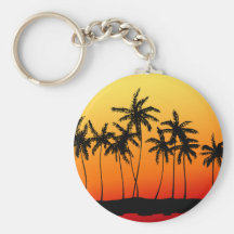 Ombres des paumes au coucher du soleil porte-clef