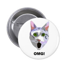 OMG! CAT 'what has he seen?' Buttons