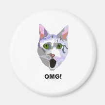 OMG! CAT 'what has he seen?' Refrigerator Magnet
