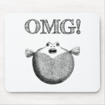OMG Cute and Funny Blowfish Illustration Mousepad