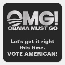 OMG ! Obama doit aller - argent/noir Autocollant