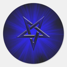 Ominous Blue Inverted Pentagram Stickers