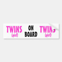 On Board - Girl Twins Bumper Stickers