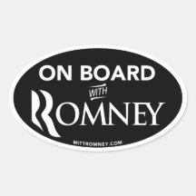 On Board With Mitt Romney 2012 Oval Sticker Black