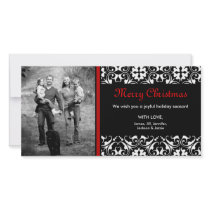 ON SALE! Red Christmas Damask Photo CARD
