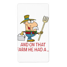 ON THAT FARM HE HAD A old macdonald farmer Shipping Label