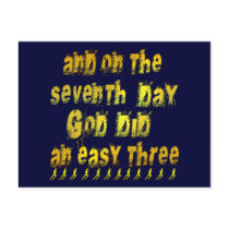On the 7th Day God Did an Easy Three Running Humou Postcards