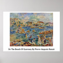 On The Beach Of Guernsey By Pierre-Auguste Renoir Poster