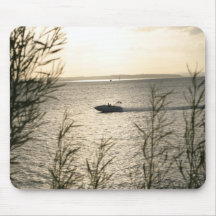 On the boat at sunset mouse pad