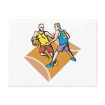 on the court blocking basketball design postcards