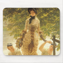 On The Thames by James Tissot, Vintage Realism Mouse Pads