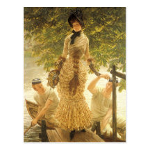 On The Thames by James Tissot, Vintage Realism Postcards