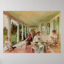 On the Verandah by John Singer Sargent Poster