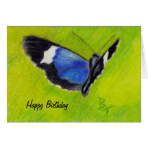 On the Wings aceo Butterfly Birthday Card