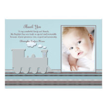 On Track Blue Photo Thank You Card Personalized Invitation