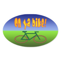 On Ya Bike! Cycling Go Green Zero Emissions Oval Stickers