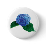 One Blue Hydrangea Pinback Buttons