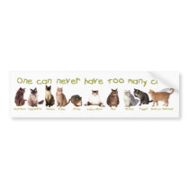 One can NEVER have too many cats. Bumper Sticker