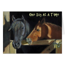 One Day At A Time: Horses in Oil Pastel Greeting Card