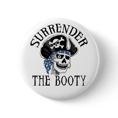 One-eyed Pirate Skull and Crossbones Pinback Buttons by gotrum