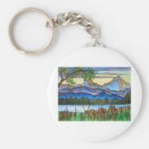 "One Fine Day" Stained Glass Landscape Art! Key Chain