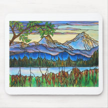 "One Fine Day" Stained Glass Landscape Art! Mousepad
