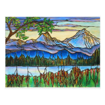 "One Fine Day" Stained Glass Landscape Art! Post Cards