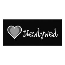 One Heart - Newlywed - Black & White Rack Card