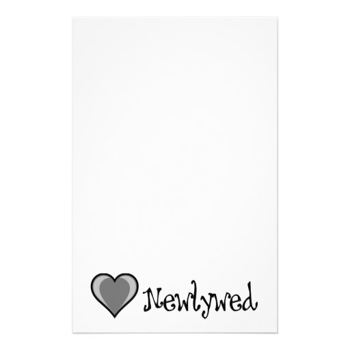 One Heart - Newlywed - Black & White Stationery