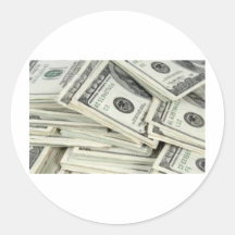One Hundered Dollar Bills Round Stickers