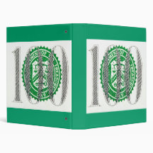 One Hundred Dollar Bill 3 Ring Binders