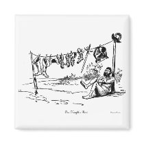 One Knights Rest Vintage Cartoon Art Square Magnet