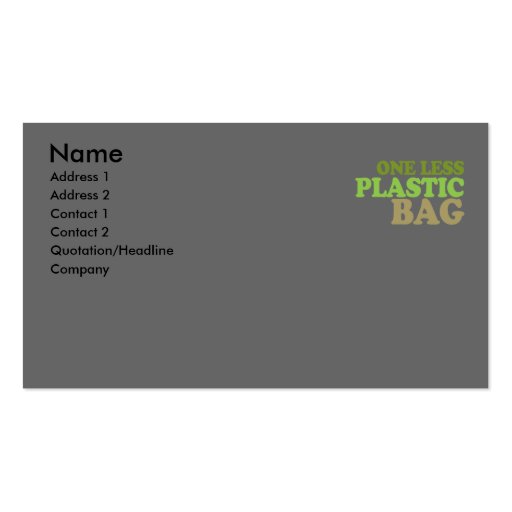 One less plastic bag T-shirt / Earth Day T-shirt Business Card Templates