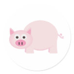 One Little Pig in Pink Round Stickers