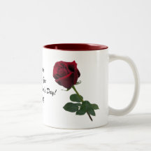 One Long Stem Deep Red Rose Mug