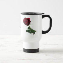 One Long Stem Deep Red Rose Mug