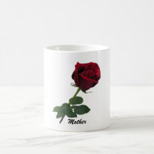 One Long Stem Deep Red Rose Mug