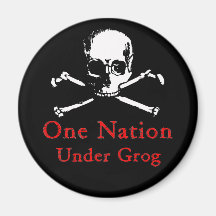 One Nation Under Grog magnet (white skull)