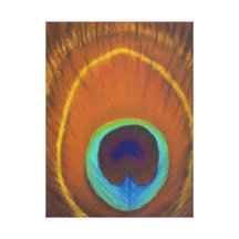 one of akind original hand painted peacock feather canvas print