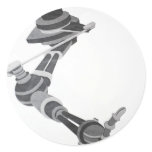 ONE OF FIRST 10 COMPUTER ART PIECES  ROBOTIC ARM ROUND STICKERS