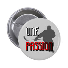 One passion hockey pinback buttons