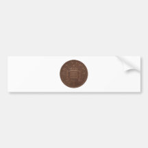 One Penny Coin Isolated Over White Background Bumper Stickers