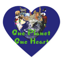 One Planet One Heart Stickers
