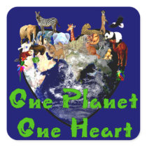 One Planet One Heart Stickers